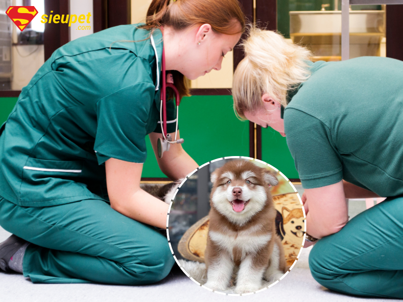 Dấu hiệu chó Alaska con mới đẻ cần khám thú y